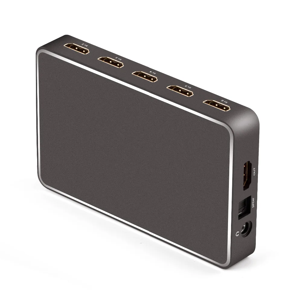 

High-end UHD 4K HDMI Switch 6x1 HDMI 2.0 Switcher with Audio/ARC Support 3D for STB/DVD Player/Xbox/PS3/Camera/PC