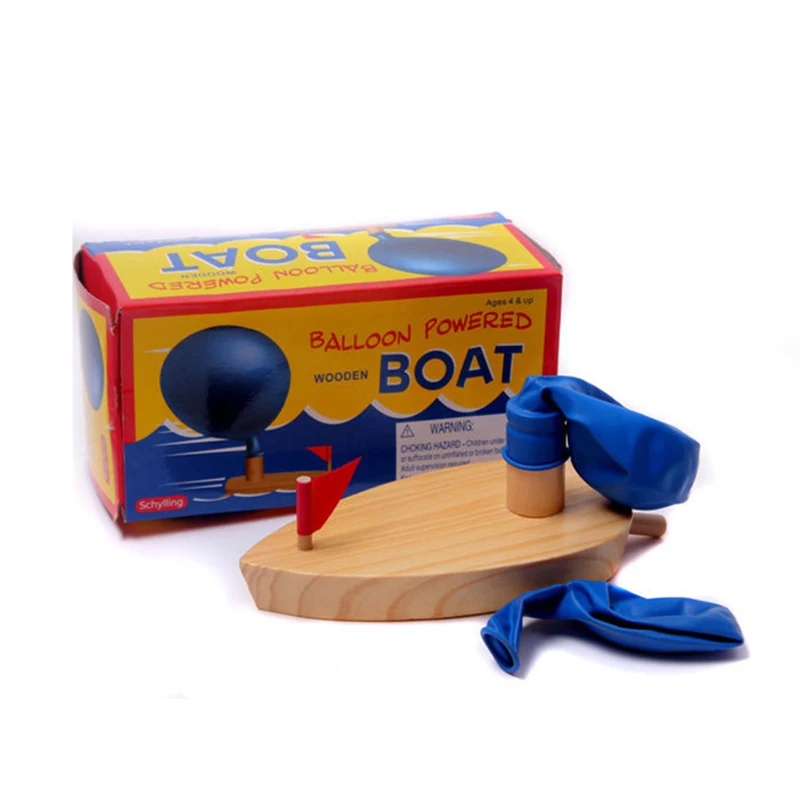 2535 Balloon Power Boat Toys Wooden Bath Toys Bathroom Classic Toys Driven Toy 