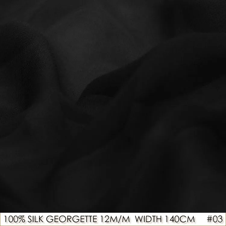 100% Silk Chiffon Georgette Natural 12 momme Plus Size 140cm Sewing Material China Factory Direct Sale 03 Black | Дом и сад