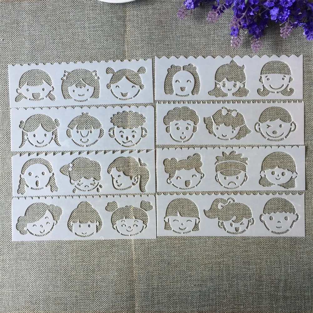 8Pcs New 18.5*5.5cm Little Girls DIY Layering Stencils Painting Scrapbook Coloring Embossing Album Decorative Template| | - AliExpress