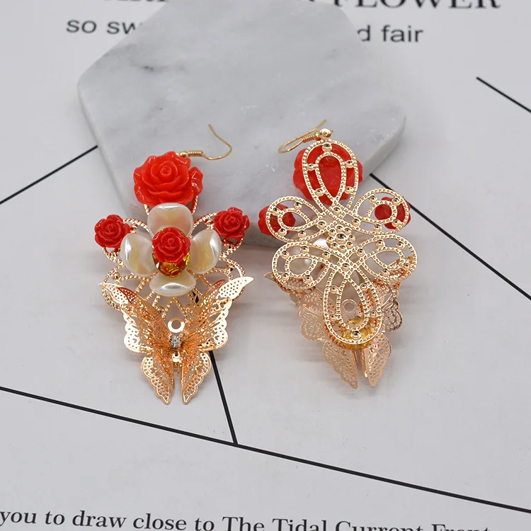 Classic Flower Butterfly Long Earrings for women