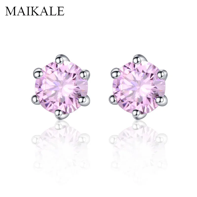 

MAIKALE New Fashion 14 Colors Cubic Zirconia Stud Earrings Gold Silver Small Stud Earrings for Women's Accessories Charm Gifts