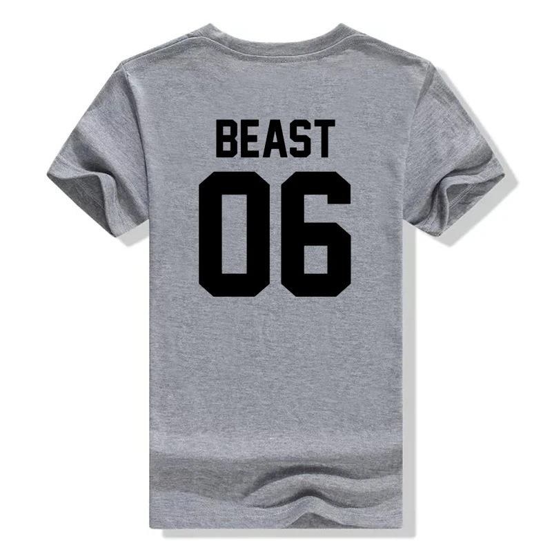 Футболка для пары Beauty Beast 06 модные футболки из 100% хлопка с круглым вырезом и