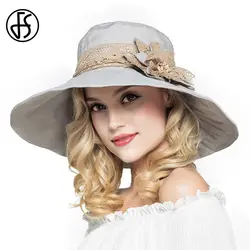 FS дамы большой полями складываемые солнечные шляпы для женские летние шляпы с цветком Gorras пляжные козырек кепки Дерби Hat