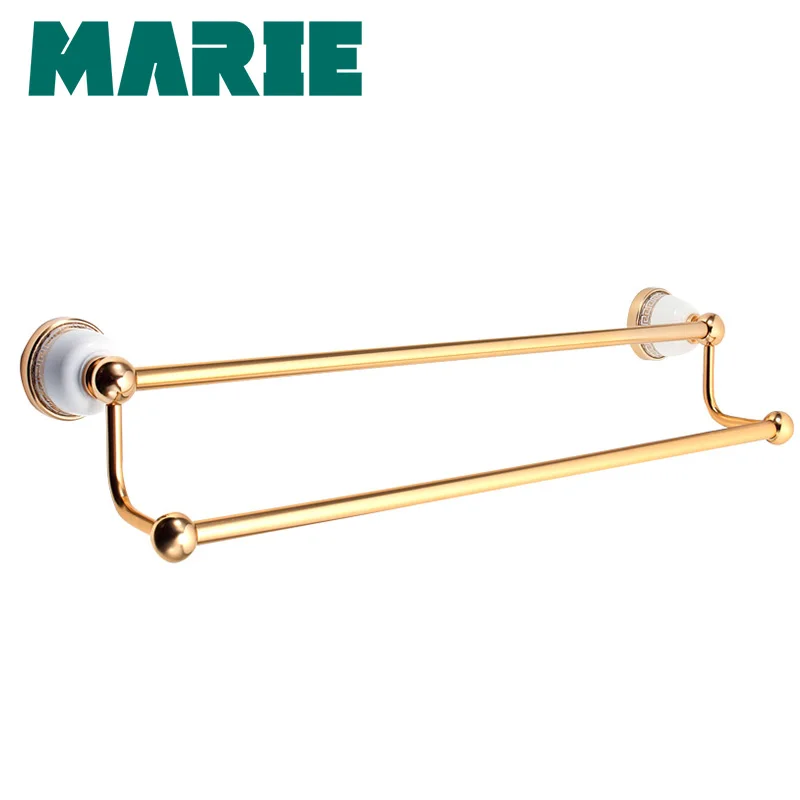 

Towel Bars 2 Layer Space Aluminium Gold Bathroom Towel Holder Double Towel Bars Brand Bathroom Accessories