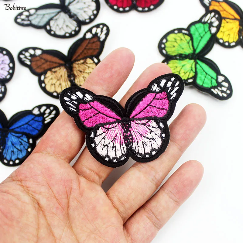 10 цветов много Вышитые нашивки «бабочки» гладить на переводе для одежды Швейные Аппликации для куртки сумки наклейки