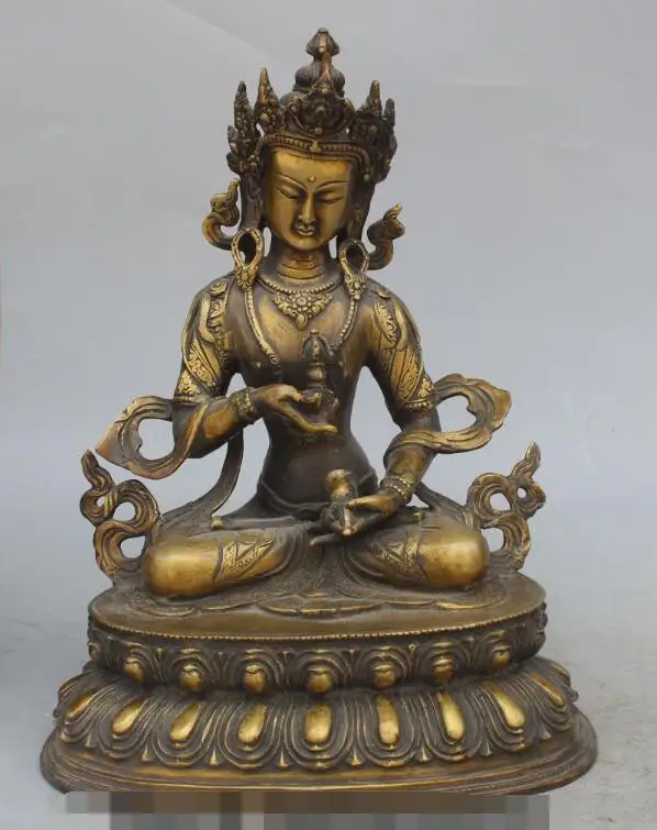 

S4355 13" Chinese Tibetan Bronze Lotus Vajradhara Vajrabhairava Goddess Buddha Statue