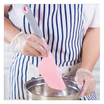 

1 pcs Baking tools anti-slip long handle large cake scraper pink food-grade silicone whipped cream scraper spatula