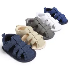 Новые джинсы для маленьких мальчиков и девочек на резиновой подошве пинетки для новорождённых детская кроватка обувь детская Мокасины сандалии туфли из плотной ткани детские сандалии лето обувь