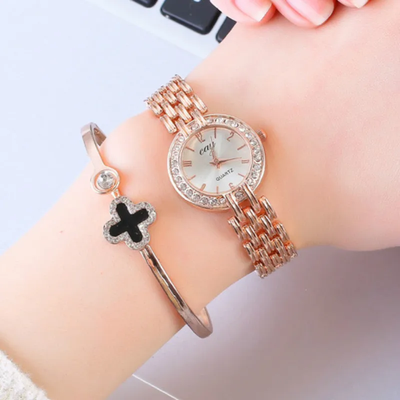 CAY женские часы-браслет из розового золота, люксовый бренд, бриллиантовый сплав, модные повседневные женские часы с металлическим ремешком, кварцевые наручные часы