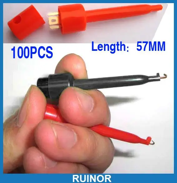 ФОТО 100pcs 57mm Probes PCB SMD IC Hook Test Clip Cables DIY