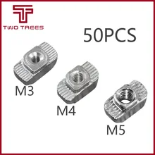 Части 3d принтера 50 шт./лот M3/M4/M5 из углеродистой стали Т-образные гайки крепежные алюминиевые соединители для промышленного профиля
