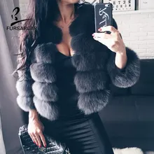 FURSARCAR Real Fur Jacket Coat Fox Fur Genuine Leather Coat High Quality Short Fox Fur Overcoat
