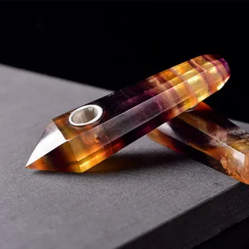 

Natural Flourite Quartz Crystal Smoking Pipe No Glass Healing FREE SHIPPING