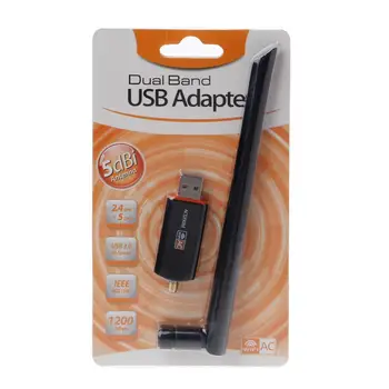 

Hot 1200Mbps USB 3.0 Wireless Wifi Adapter Super Speed Network Card RTL8812 Dual Band with AC Antenna For Laptop Desktop