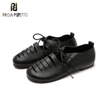 Prova perfetto модные брендовые богемный стиль ретро лаконичные женские черные женские туфли повседневные тонкие туфли на плоской подошве со шнуровкой на плоской подошве однотонные туфли