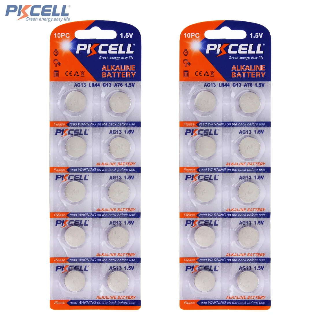 2PK/20PCS PKCELL 1.5V AG13 LR44 Battery SR44 L1154 357 A76 Button Cell