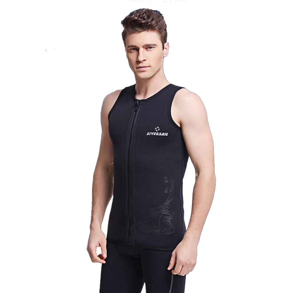 3mm Neoprene Mens Wetsuits Top Premium Sleeveless Wetsuit Jumpsuit Vest for Scuba Diving Surfing Snorkeling Black