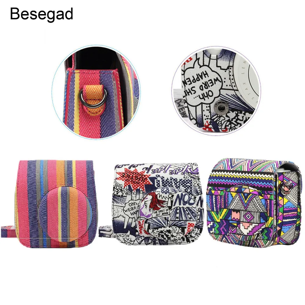

Besegad Cartoon Canvas Camera Protective Shoulder Bag Case Cover for Fujifilm Instax Mini8 Mini 8 8 9 Instant Film Accessories