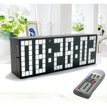 Large Big Jumbo LED Clock Display Table Desk Wall Alarm Remote Control Calendar Digital Timer LED Watch Blue Clock