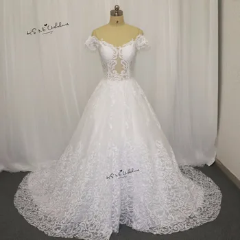 

Robe de Mariee Vestido Branco Elegant Ball Gown Wedding Dresses 2017 off Shoulder Lace Wedding Gowns White Bride Dress Sheer