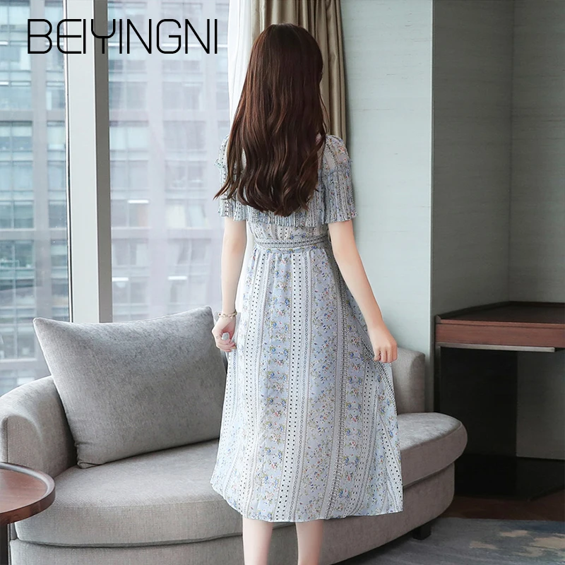 Beiyingni Patchwork Dress Women Short Sleeve Sashes Chiffon Print Vintage O-neck Lining Vintage Boho Dresses Elegant Shift Dress Beiyingni Patchwork Dress Women Short Sleeve Sashes Chiffon Print Vintage O-neck Lining Vintage Boho Dresses Elegant Shift Dress