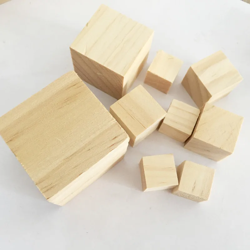 

10-40MM 50 Pcs Wooden Square Blocks Mixed Cubes Embellishment Craft DIY for Wedding Birthday Party Decor Children Gift