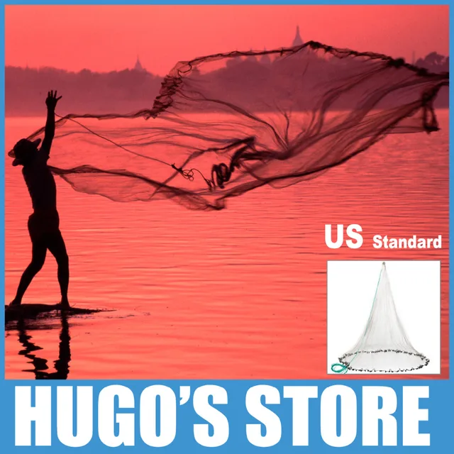 Cheap HC-06A Radius 7ft 1inch mesh US Amcerica Standard Bait Catching Hand Cast Net Fast Sinking Throw Net Sea Fishing Bait Fish Catch
