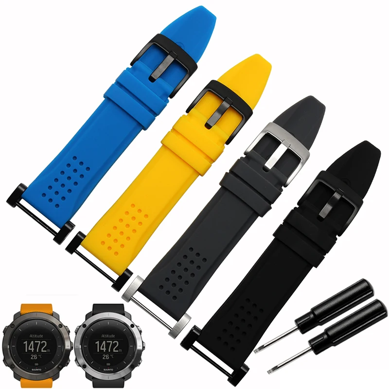 

Hot sale 24mm high quality silicone strap black rubber strap applicable SUUNTO CORE