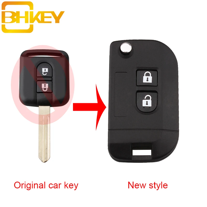 

BHKEY Modify Remote Car Key Refit Case Shell For Nissan Qashqai Elgrand X-TRAIL Navara Micra Note Cabster NV200 keys