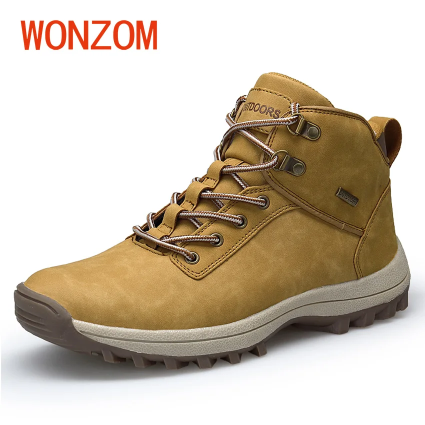 Wonzom 2018 новый бренд Мужские ботинки весна/Осенняя водонепроницаемая одежда Ботильоны человек моды Повседневное обувь высокого качества