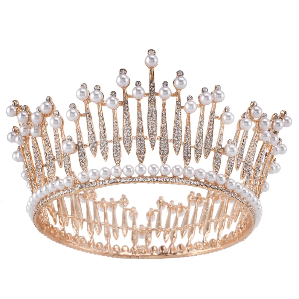 Crystal Imitate Pearl Tiara Crown Bridal Hair Accessories Wedding Quinceanera Tiaras And Crowns