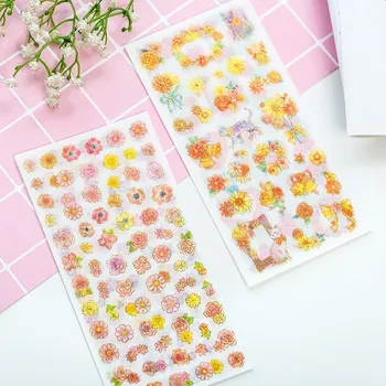 

6PCS New Creative Hundred Flowers Children Stationery For DIY Albums Scrapbooking Diary Decoration Cartoon Depicting Stickers