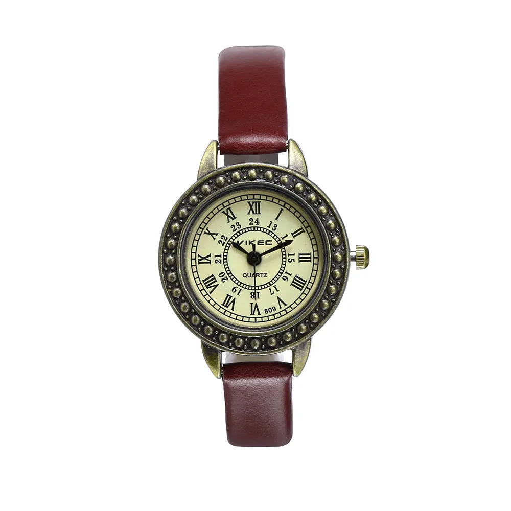 

Reloj Mujer Women Retro Literary Fine Watches Ladies Vintage Roman Numerals Dial Leather Quartz Wristwatches Bracelet Clock 618