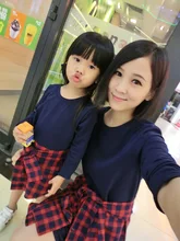 

Familylook2018 spring and autumn and winter new mother and daughter mother and child three family long-sleeved fake two dress