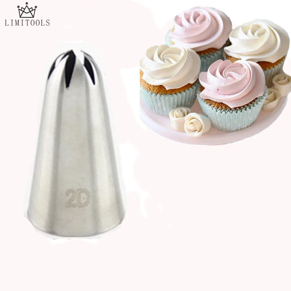 

LIMITOOLS #2D Large Size Rose Flower Cake Decorating Icing Tips Cupcake Nozzles Baking Decorations Bakeware Tool