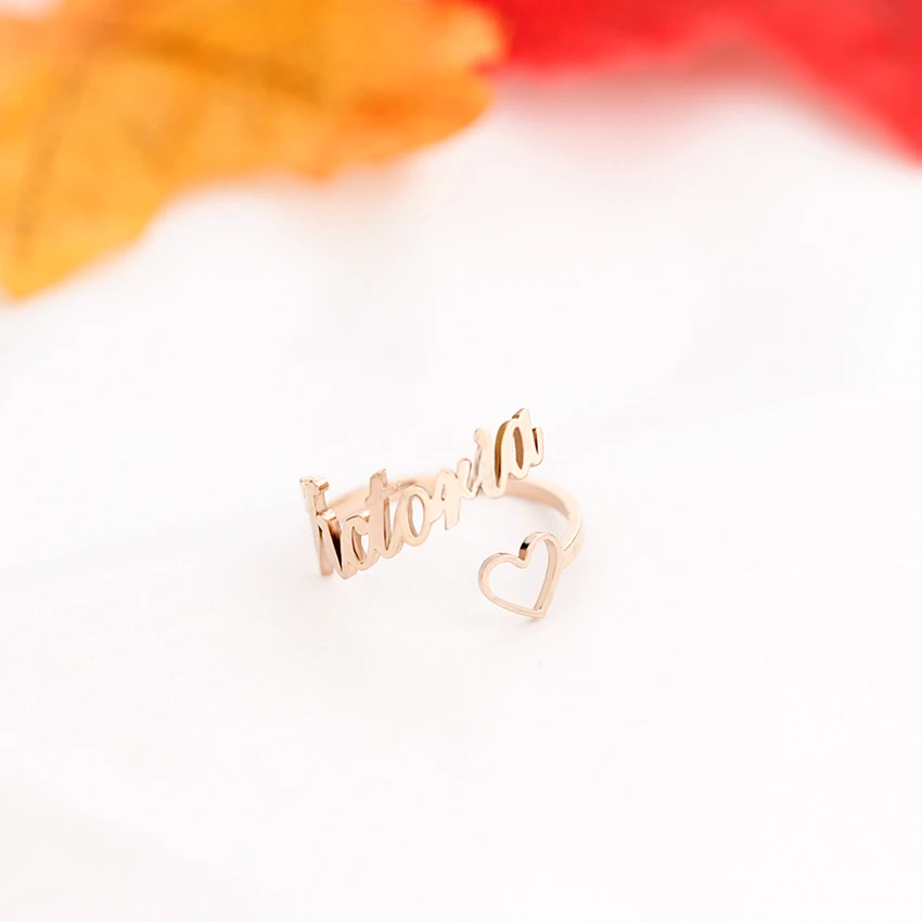 Розовое золото пользовательское имя сердце кольца бусинки для создания персонального имени день рождения ювелирные изделия Регулируемые открытые свадебные подарки подружки невесты