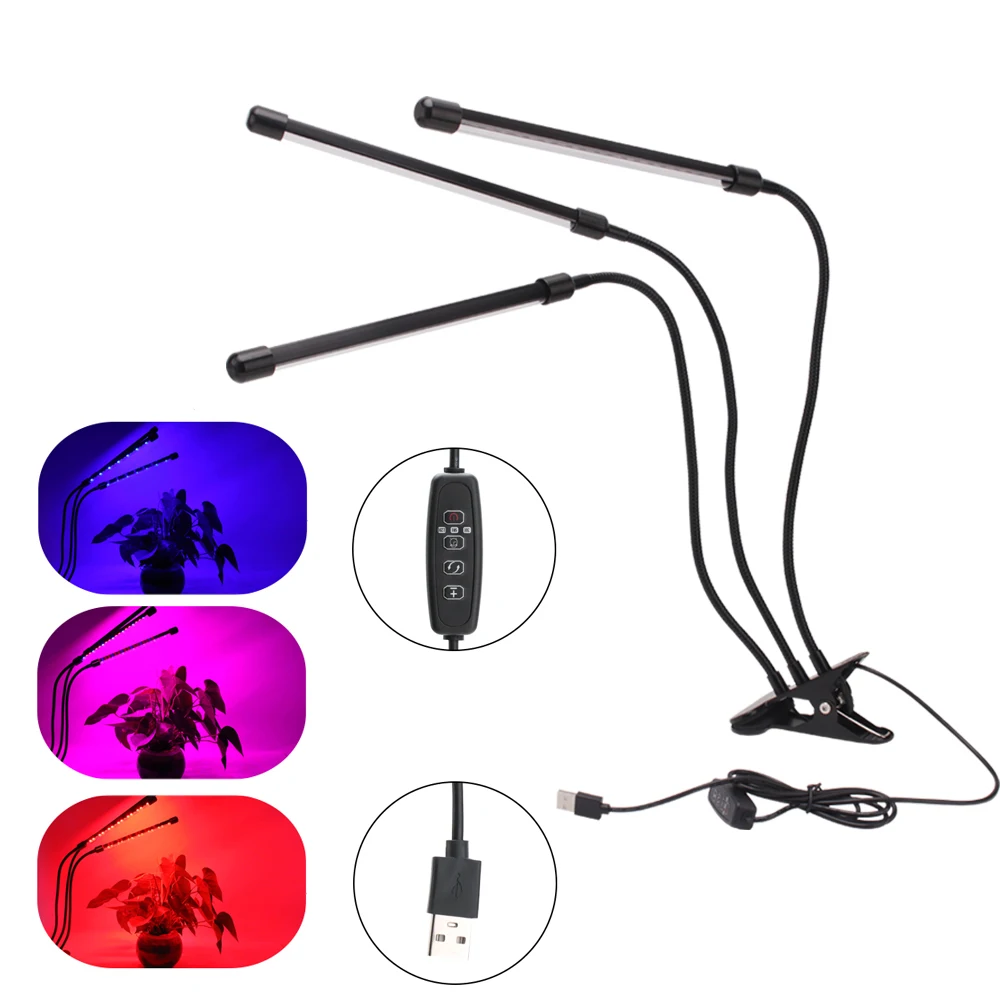 

30W Full Spectrum Dimmable LED Grow Light with Timer 3H/9H/12H Clip-on Phytolamp Indoor Tent Plant Flower Seedling Lamp Fitolamp