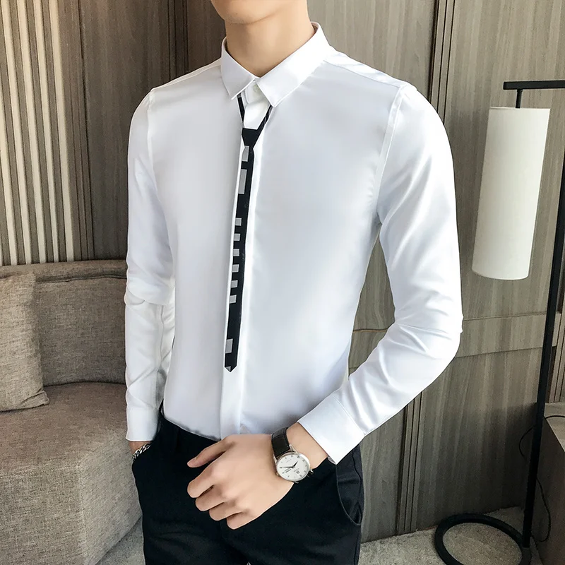 Модные деловые банкетные мужские рубашки с длинными рукавами, тонкие дизайнерские комфортные дышащие мужские рубашки, Азиатский Размер 5XL