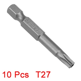 

UXCELL Newest 10pcs 1/4" 50mm Hex Shank T27 Magnetic Torx Head Security Screwdriver Bits S2 High Alloy Steel