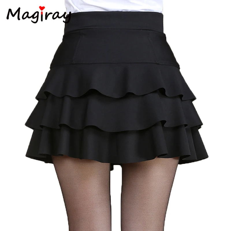 Magiray, мини-юбка размера плюс с высокой талией, 3 слоя, плиссированные юбки для женщин, лето, короткая, с подкладкой, Saia, трапециевидная Женская юбка C445