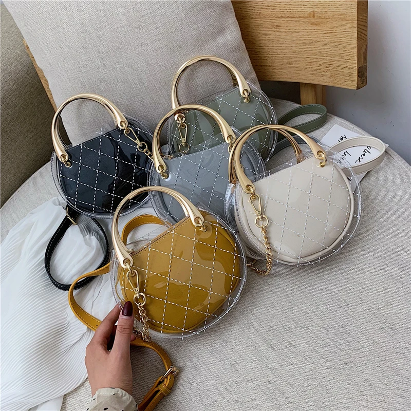 

Circular Crossbody Bags for Women 2019 PVC Transparent Small Handbag Women Bags Designer Clear Bag Clutch Purse SAC A MAIN
