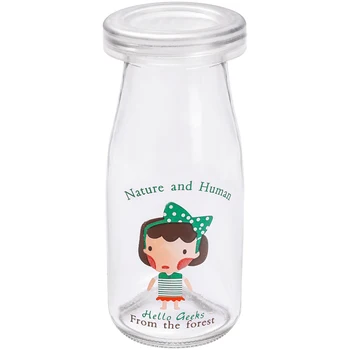 

Cartoon Cute Jelly Milk Glass Storage Bottle Multi-Function Home Kitchen DIY Pudding High Temperature With Lid Yogurt Bottle