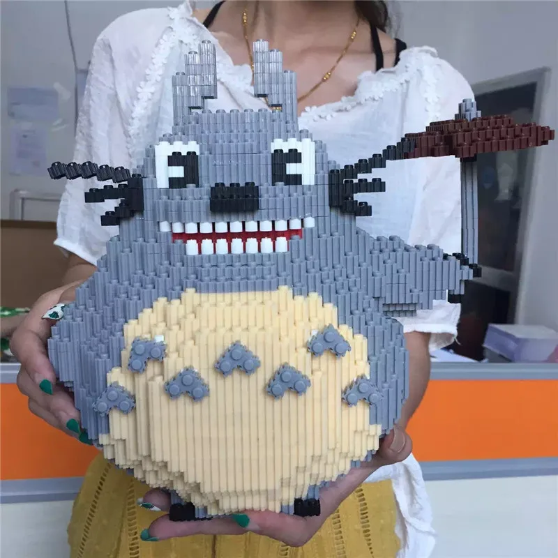 Anime My Neighbour Totoro with Umbrella Building Blocks Diamond Plastic Assembling Toys Kids Educational DIY Toy Big Size  (2)