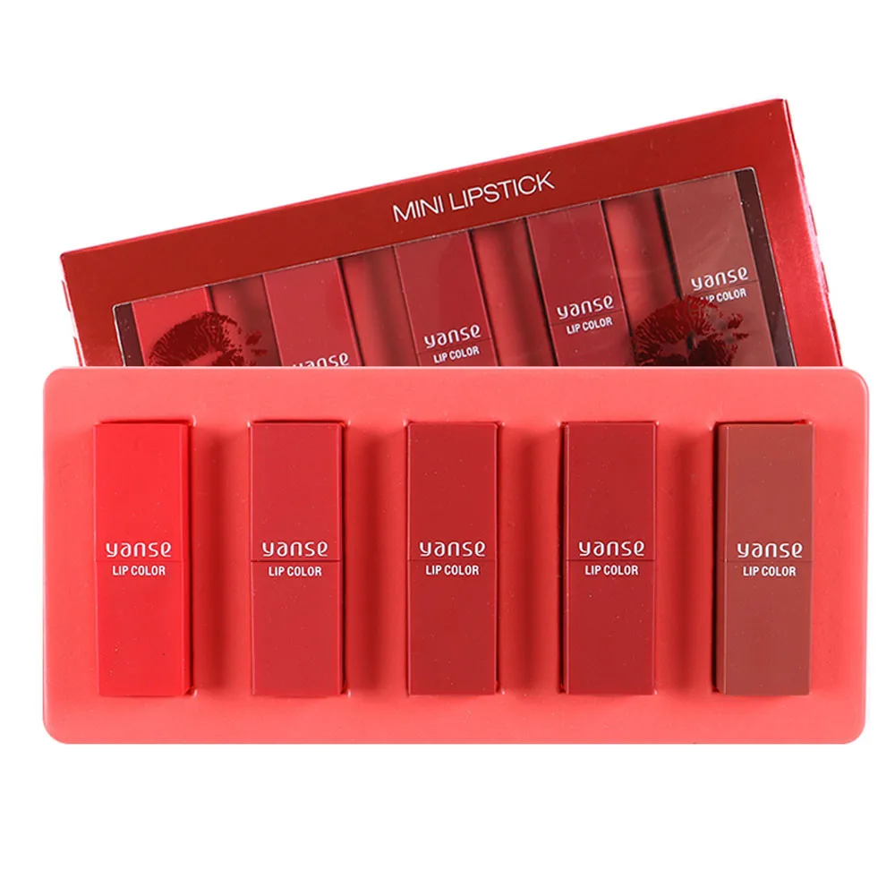 

5Pcs/Set Matte Lipstick Hot Sale Smooth Moisturizer Easy to Wear Red Brown Paint Make Up Brand Lip Stick Pigment Cosmetic