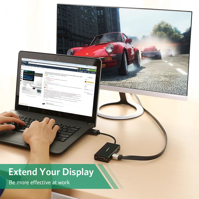 Ugreen 3 в 1 порт дисплея DP к HDMI VGA DVI адаптер 4K штекер гнезду дисплей кабель конвертер