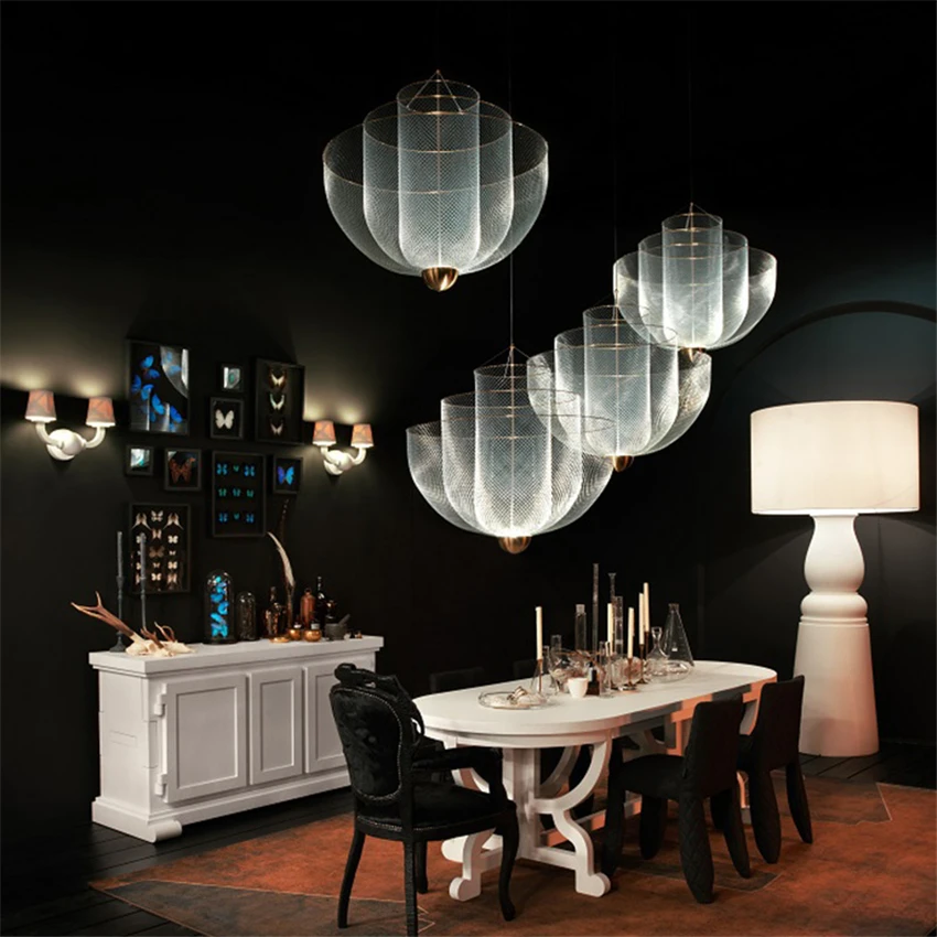 

Modern geometric grille chandelier designer Nordic lighting living room LED chandelier