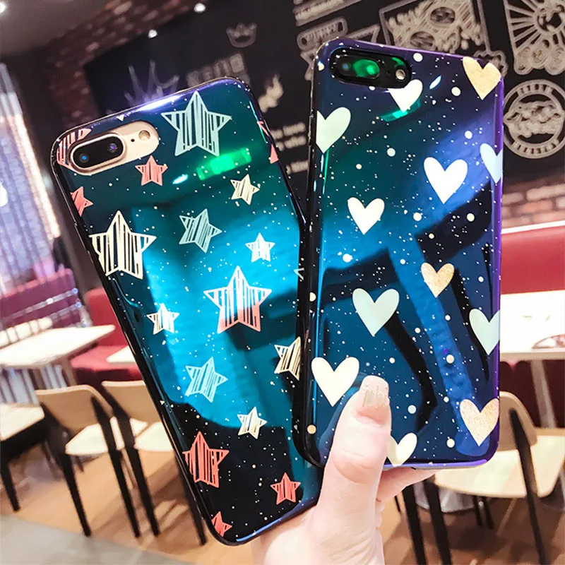 

Blu-Lay Laser Full Star Phone Cover Full Love Shell for Iphone X XR XS Max 8 7plus 6s 6Ultra-Thin Mirror Anti-fall Phone Case
