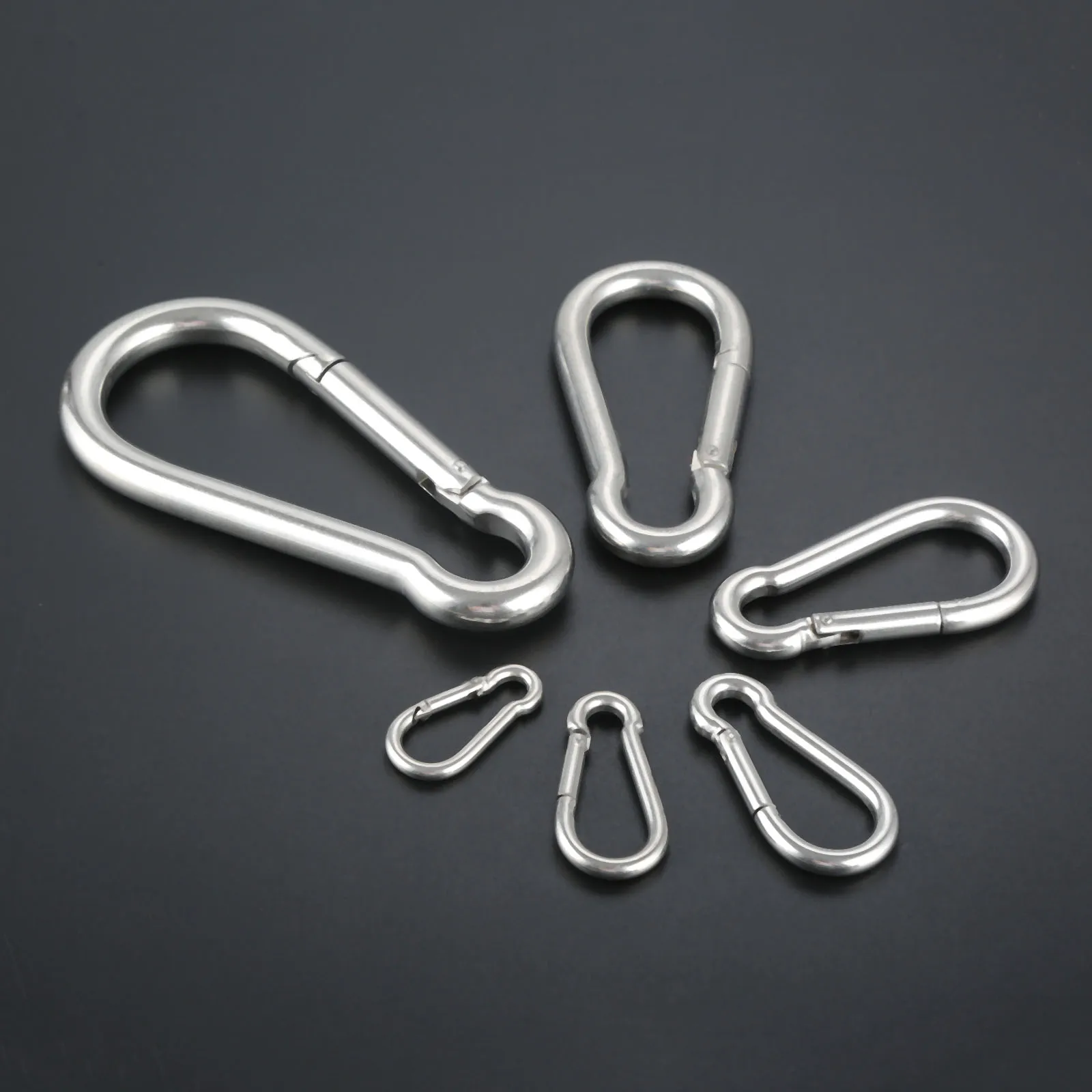10x Camping Outdoor Stainless Steel Lock Carabiner Clip Hook Key Chain M5*50