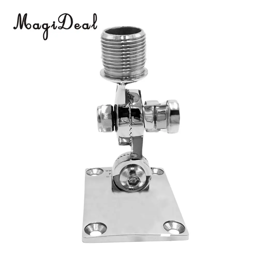 Heavy Duty 316 Stainless Steel Polished Marine Radio VHF Antenna Adjustable Base Mount for Boats